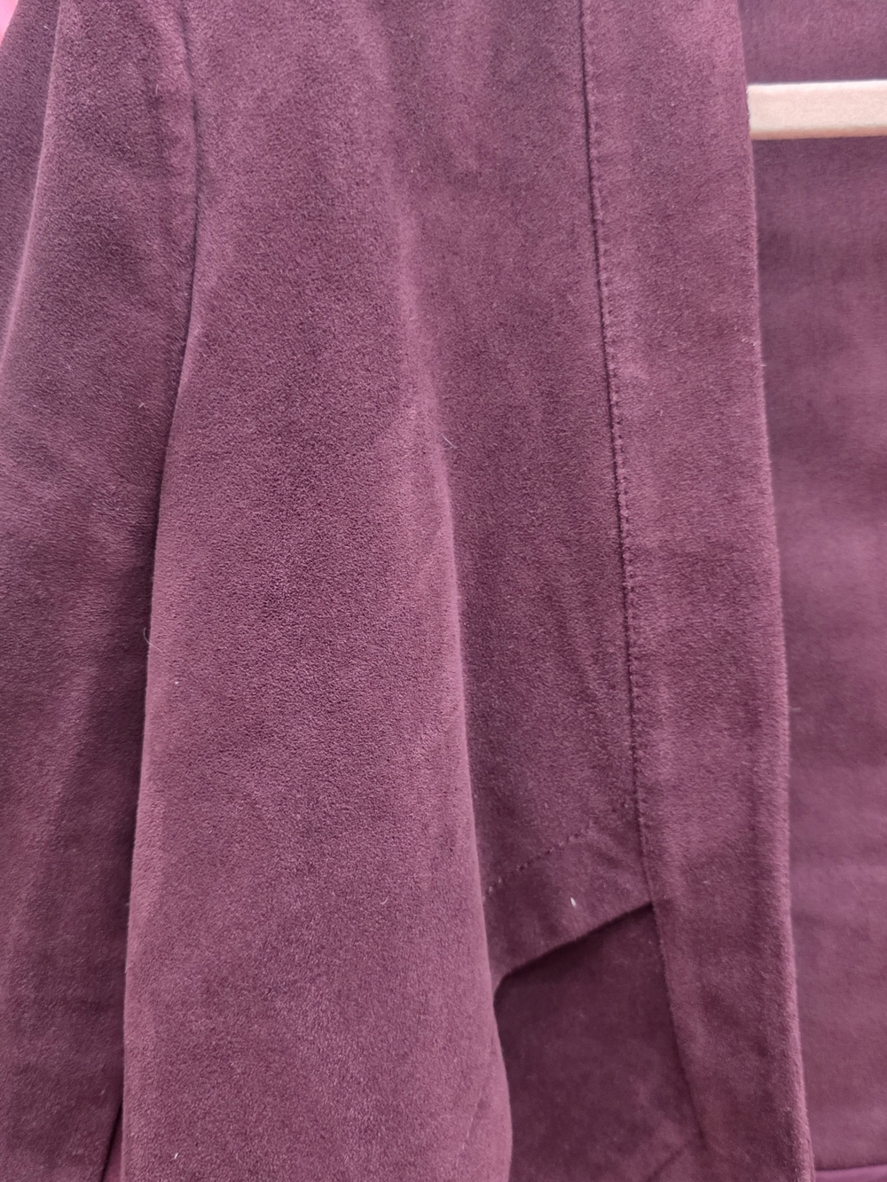 BCBGMAXAZRIA Women's Burgundy Open-Front Draped Blazer Jacket New Small - Picture 5 of 11